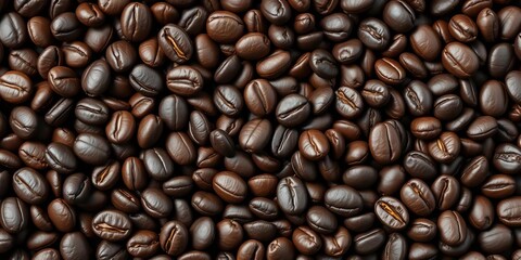 Intricate, repeating pattern of dark roasted coffee beans,  coffee bean pattern, coffee beans
