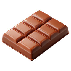 Fototapeta premium 3D smooth milk chocolate bar with eight segmented pieces isolated on transparent background