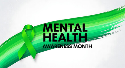 Green ribbon mental health awareness image