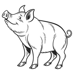 content cute standing pig vector illustration