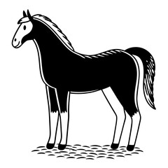 content horse black silhouette flat vector illus
