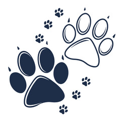 flat icon of dog paw print simple minimalist desi
