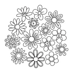 Cute Hand Drawn Flower Bouquet Coloring Page