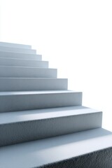 A minimalist abstract design of descending stairs, isolated on a pure white background. Challenge, setback, steps down.