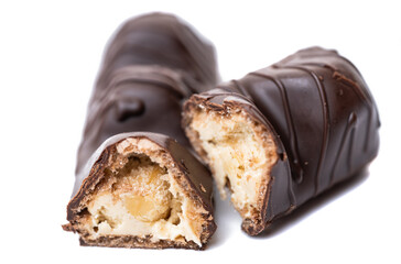 chocolate bar with nut isolated