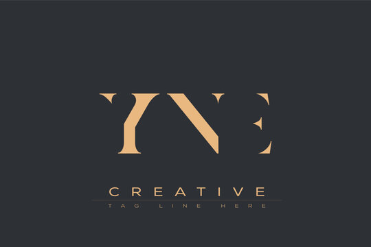 YNE abstract letter logo design. This logo is designed by three abstract letters.