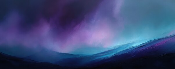 Majestic abstract landscape with vivid purple and blue color palette