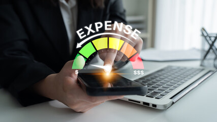 Expense control concept visualizing expense, cost, and spending with emphasis on budgeting, cost...