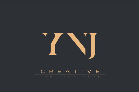 YNJ abstract letter logo design. This logo is designed by three abstract letters.