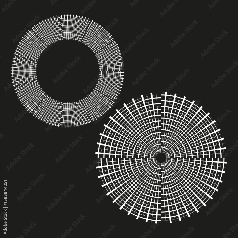 Poster concentric ring elements. abstract geometric pattern. dynamic circular vector. modern decor illustra