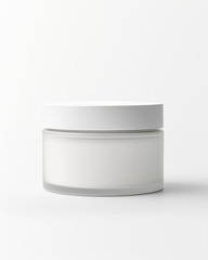 Realistic cosmetic cream jar mockup on white background with soft shadow