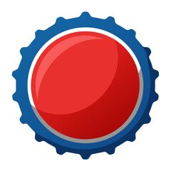 Red bottle cap with blue edge in flat design style  