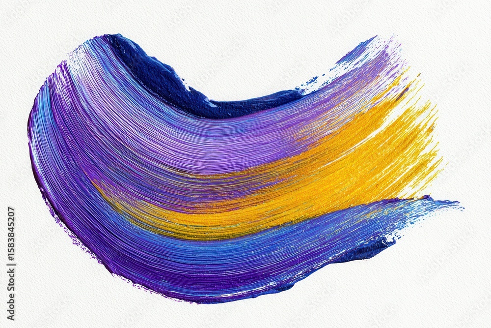 Poster vibrant curved brush stroke in shades of purple and blue creating a dynamic visual experience on a t