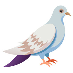 Obraz premium Cartoon dove illustration in shades of blue and white standing still 