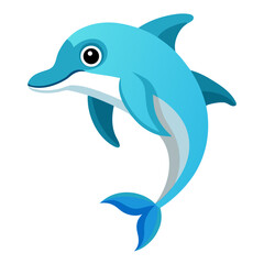 Fototapeta premium Cartoon dolphin jumping in playful pose with vibrant blue colors 