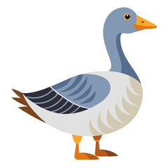Cartoon goose standing gracefully on a white background  