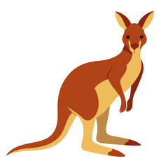 Cartoon kangaroo standing upright with a smooth, playful expression  