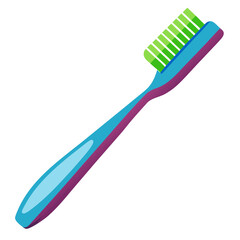 Colorful toothbrush with green and blue bristles on white background