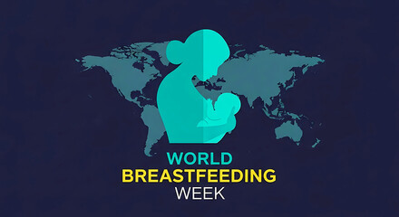 Mother baby silhouette world map breastfeeding image