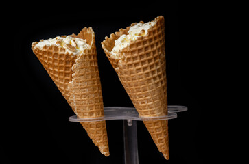 ice cream in a waffle cone