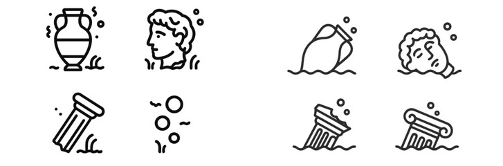 Ancient artifacts submerged in water showcasing cultural history and archaeological significance