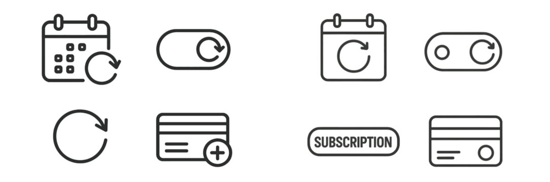 Icons representing subscription management, reminders, and repetitive tasks designed for streamlined digital user experience