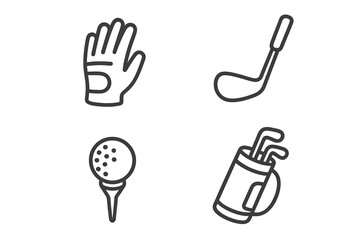 Golfing equipment including glove, club, tee, and bag ready for a day on the course in the afternoon