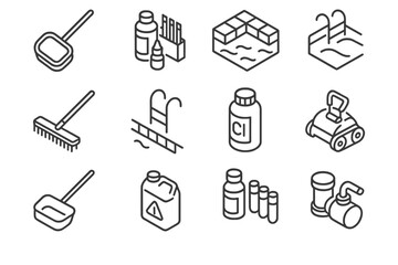 Pool maintenance tools and supplies for an efficient cleaning routine in residential areas