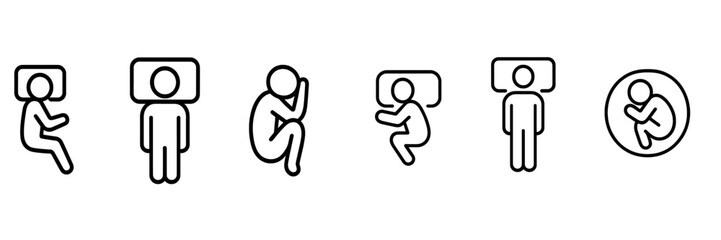 Obraz premium Different sleeping positions depicted as simple line art illustrating various postures for restful sleep