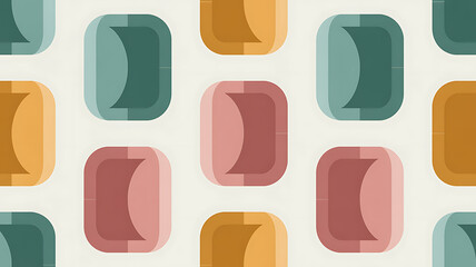 Retro geometric pattern with rounded squares in muted pastel colors