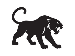 Obraz premium Angry tiger silhouette, Angry tiger running, Tiger silhouette vector illustration 