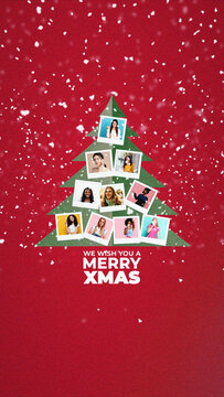 Christmas Tree Photo Collage Title Animation for Vertical Stories