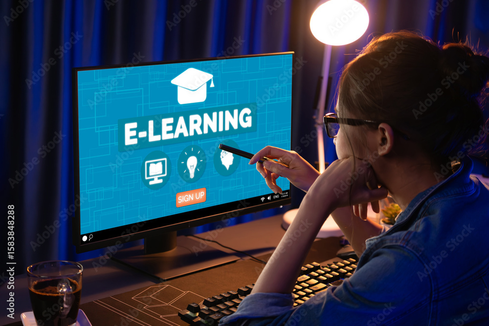 Poster e-learning website with brisk sofware for student to study online on the internet network