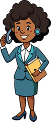 Professional African American Businesswomen Illustration Diverse Team in Modern Office Setting Vector Design
