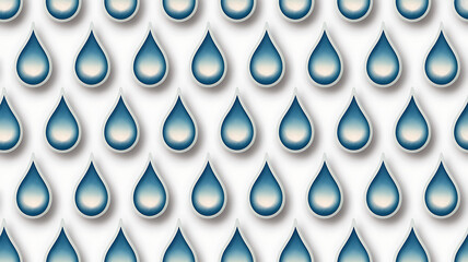 Seamless pattern of blue water drops with subtle texture and soft shadows