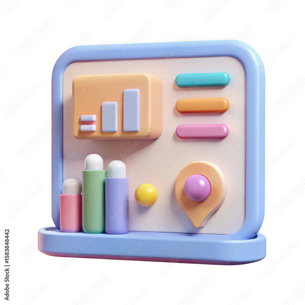 Poster cute data chart isolated on transparent background