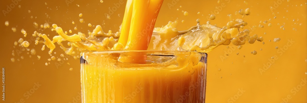 Aufkleber mango nectar splashes into an invisible glass with vibrant splash captured in a clean space, showcas