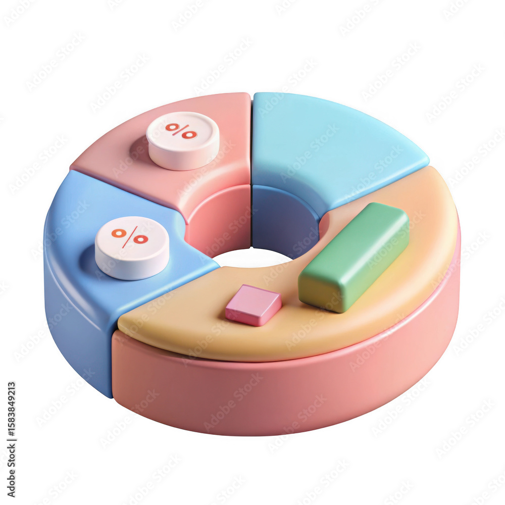 Poster 3d data chart isolated on transparent background