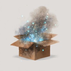 Open box filled with magical light