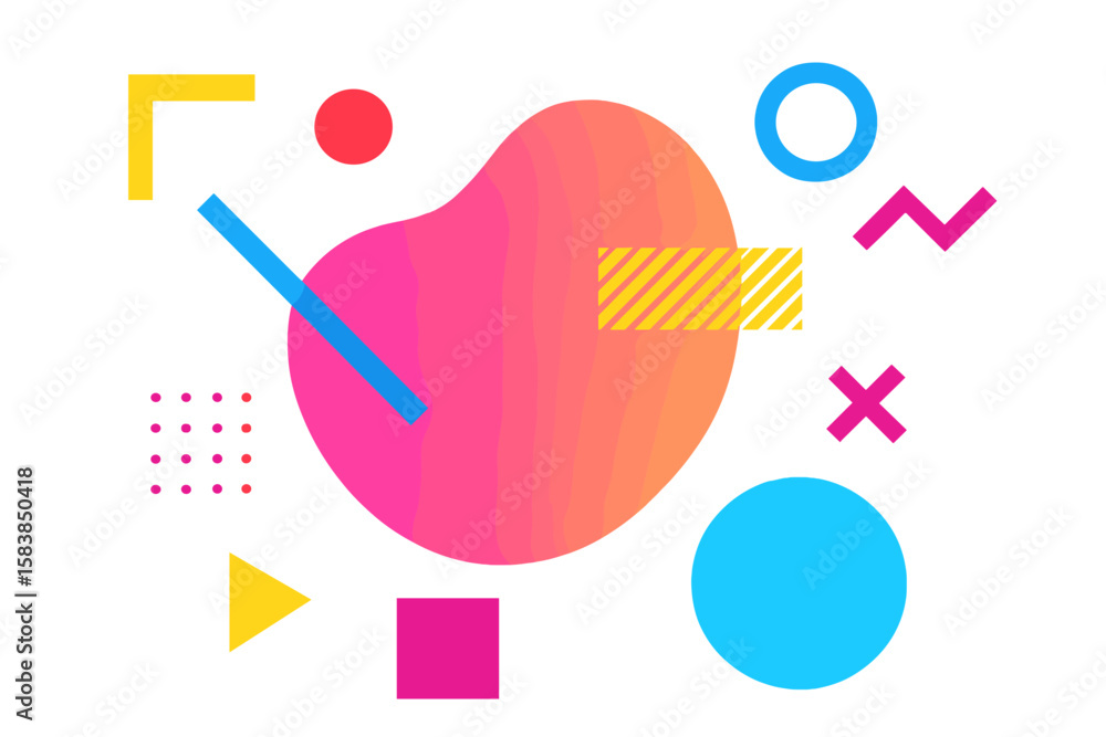 Poster abstract trendy background with colorful geometric shapes. modern minimal vector illustration with g
