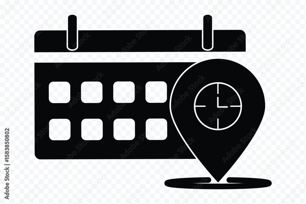 Poster address time date icons set. address location icon. stopwatch timer icon. date calendar icon date, t