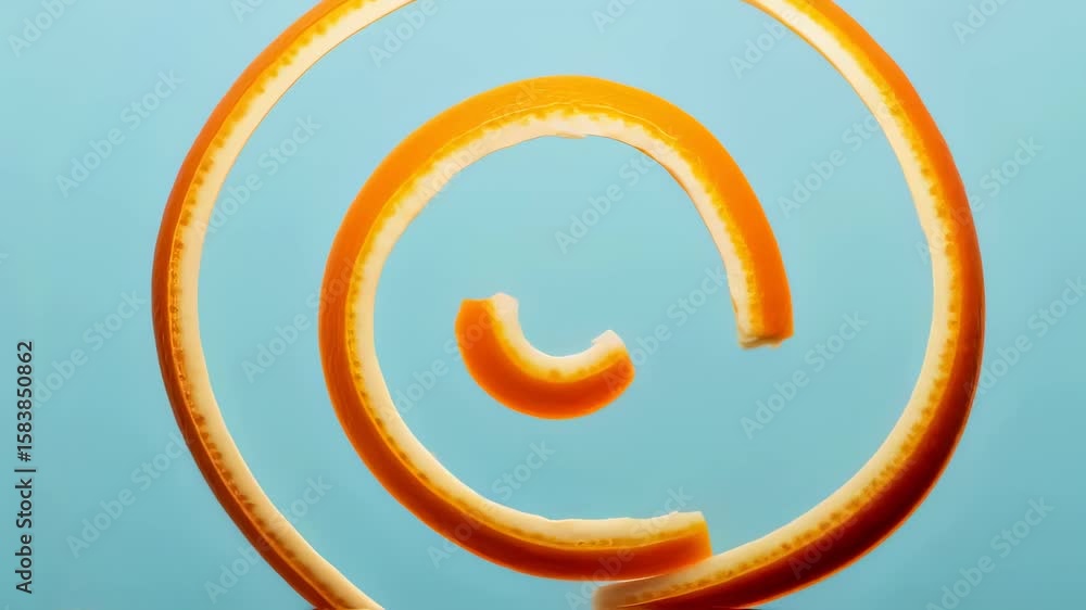 Poster orange spiral animation on teal background. hypnotic rotating motion. abstract geometric design. opt