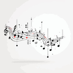 music notation isolated in White Background, music notation vector, Flat lay vector illustration