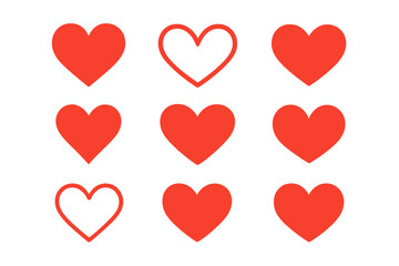 Collection of Heart Shape Icons in Transparent PNG and Vector Illustration, Love Symbols, Romantic, Valentine, Emotional, Medical, Social Media, User Interface Elements