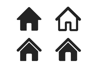 Home icon set vector collection, house symbols for app, UI, website design, interface elements, transparent background, modern minimalist style, digital and web use