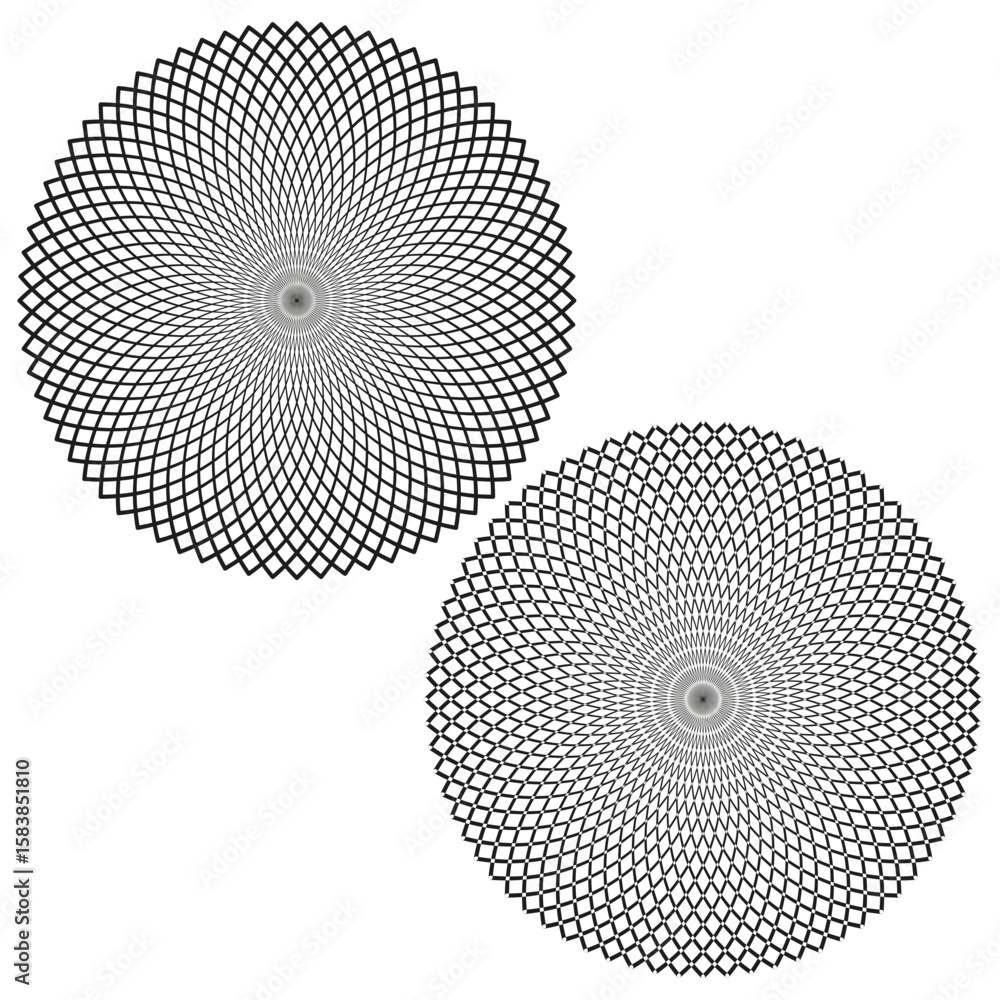 Aufkleber concentric dot patterns. optical illusion effect. geometric vector design. abstract radial graphic.