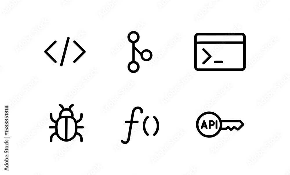 Aufkleber minimalist programming icons set for developers and engineers