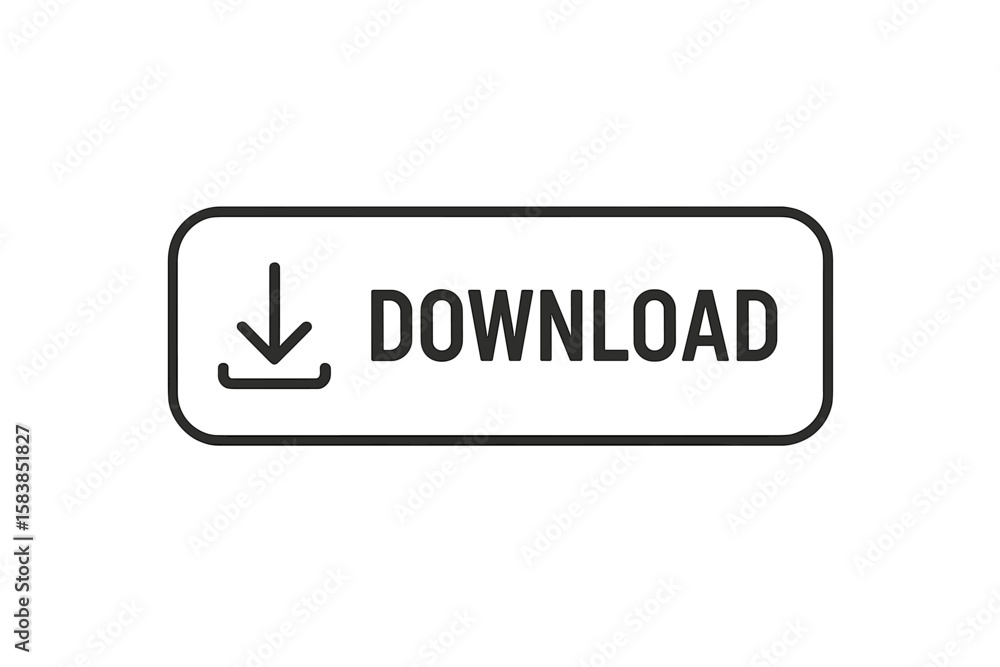Aufkleber download button vector icon. web button with download arrow symbol. user interface element for websi