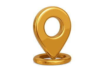 Golden 3D Location Icon, GPS Marker Pin, Vector Symbol on Transparent Background, Modern Navigation Pointer, Digital Map Pin Illustration