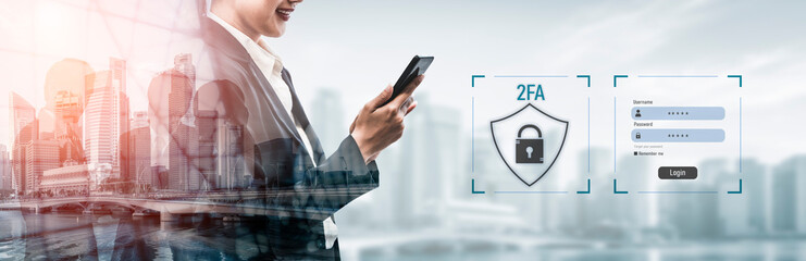 Two-factor authentication strengthens login system security. Adds protection, two-factor...